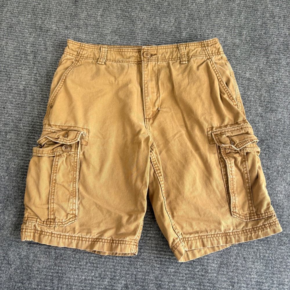 Old Navy Mens Khaki Tan Cargo Shorts Size 32 Cotton Twill Utility 1166 RN54023